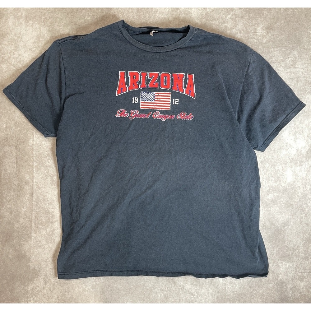 VINTAGE Arizona Shirt Mens 2XL Blue Cotton Casual Tee USA Grand Canyon State